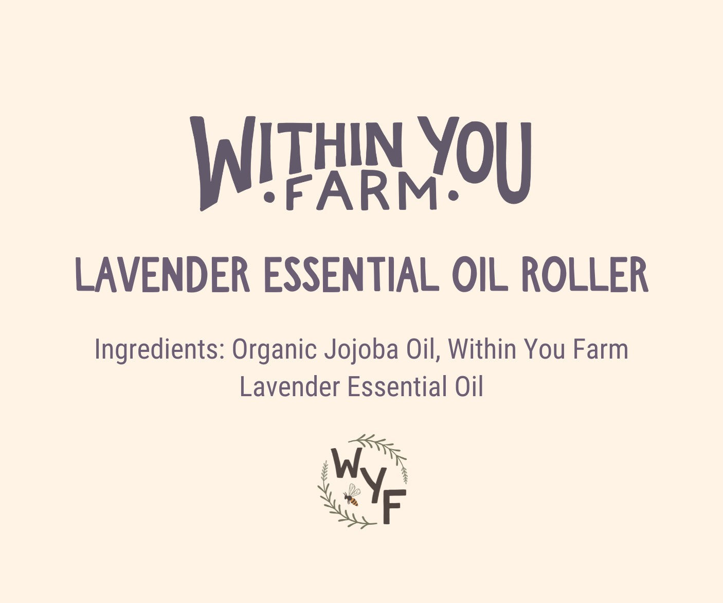 Within You Farm lavender essential oil roller, horizontal view