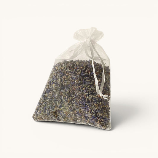 Within You Farm lavender sachet bag filled with dried lavender buds