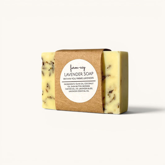 Lavender soap bar by Farm-acy, made with Within You Farm lavender
