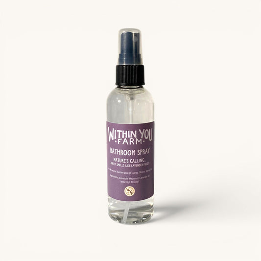 Within You Farm lavender bathroom spray bottle