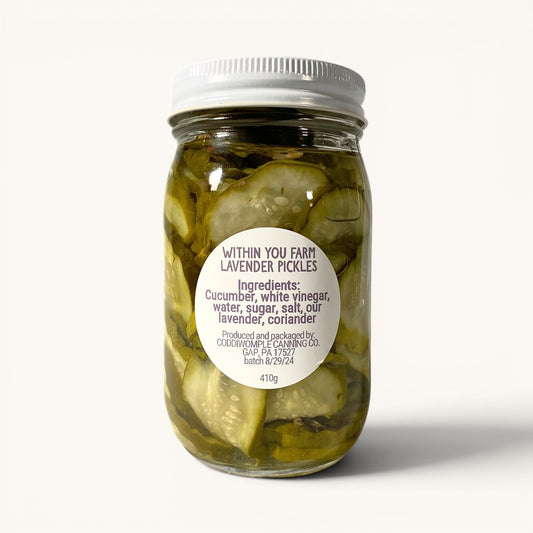 Within You Farm lavender pickles in a 16oz jar